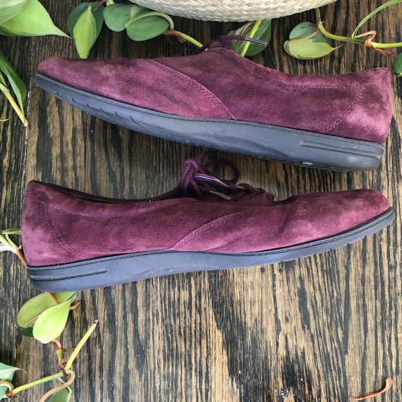 Suede oxford flats - wine - easy spirit - size 8 - Picture 3 of 6